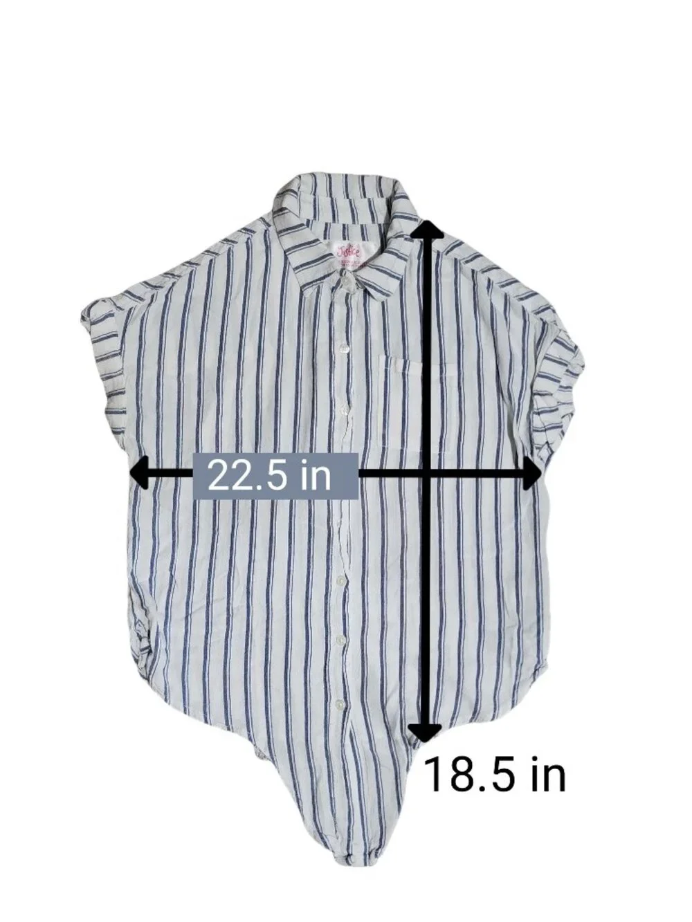 Girls White & Blue Pin-strip Casual Blouse Sz 12